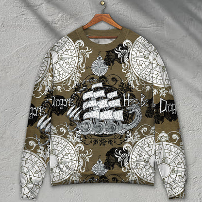 Dragon Old Ship Vintage Anchor Sea Life Ugly Christmas Sweater, Christmas Gift, Gift Christmas 2024