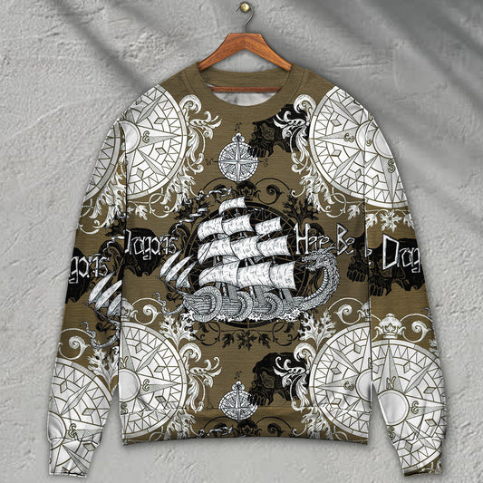 Dragon Old Ship Vintage Anchor Sea Life Ugly Christmas Sweater, Christmas Gift, Gift Christmas 2024