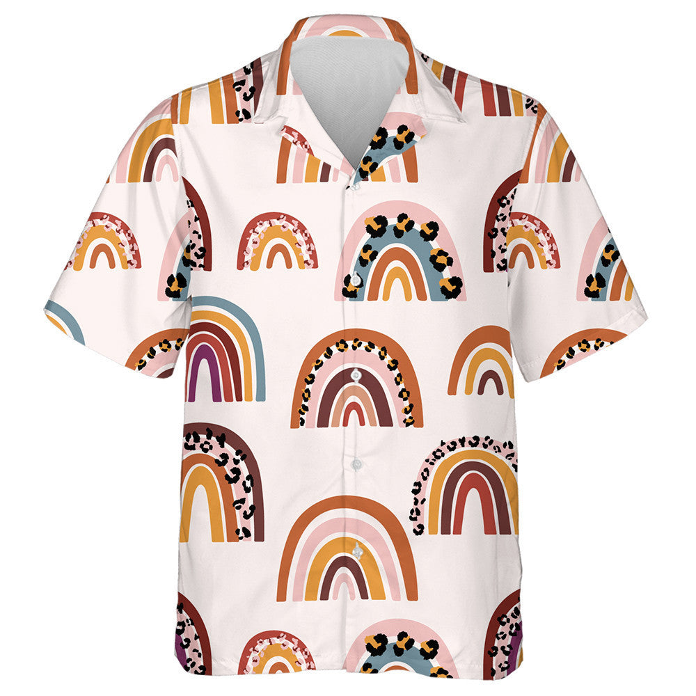Modern Cartoon Tropical Leopard And Wild Rainbows Hawaiian Shirt, Hawaiian Shirt Gift, Christmas Gift