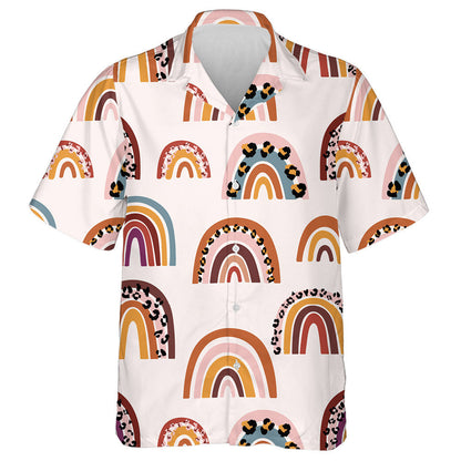 Modern Cartoon Tropical Leopard And Wild Rainbows Hawaiian Shirt, Hawaiian Shirt Gift, Christmas Gift