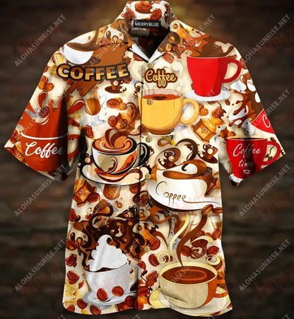 Éiríonn Gach rud Níos Fearr Le Caife Léine Haváí Unisex Caitheamh aimsire Muinchille Gearr Na Léinte Haváís is Fearr Patrún Léine Haváís Bronntanais Léine Haváís, Bronntanas Nollag