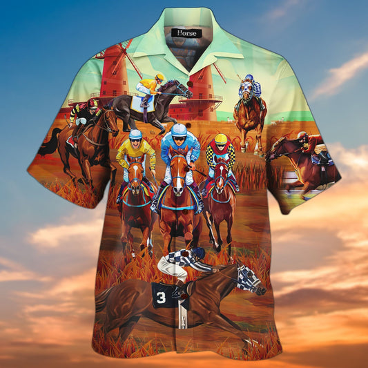 Rásaíocht Chapall Clasaiceach Léine agus Gearróga Haváí Ornáideacha Crazy, Bronntanas Léine Haváís, Bronntanas Nollag