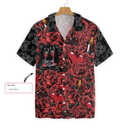 Color Of Love Red Flower Sticker Custom Name Hawaiian Shirt, Hawaiian Shirt Gift, Christmas Gift