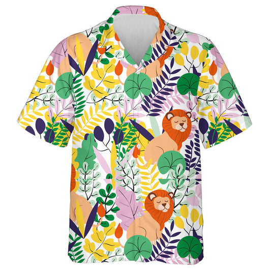 Sleeping Lions Tropical Palnt Jungle Botanical Hawaiian Shirt, Hawaiian Shirt Gift, Christmas Gift
