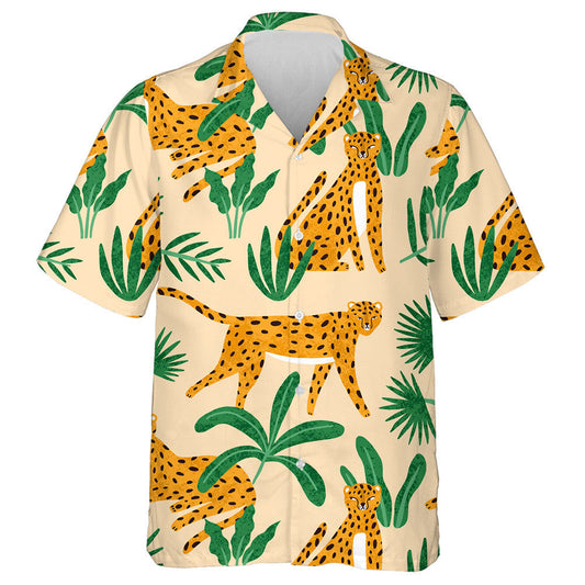 Liopard Lámh-Tarraingthe Le Léine Haváís Gléasra Trópaiceach, haváís le haghaidh bronntanais