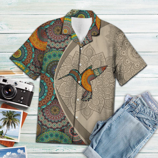 Hummingbird Sucking Mandala Flowers Hawaiian Shirt, Hawaiian For Gift