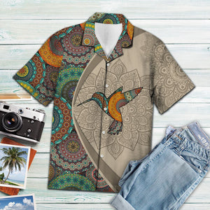 Hummingbird Sucking Mandala Flowers Hawaiian Shirt, Hawaiian For Gift