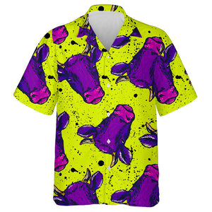 Abstract Cow Face On Green Neon Background Hawaiian Shirt, Hawaiian Shirt Gift, Christmas Gift