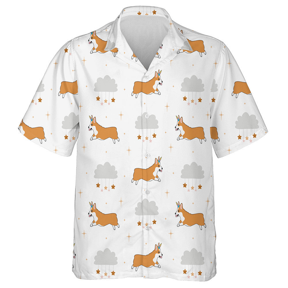 Madra Corgi le hArn Aonbheannach i gCúlra an Chartúin Léine Haváís, Bronntanas Léine Haváíais, Bronntanas Nollag