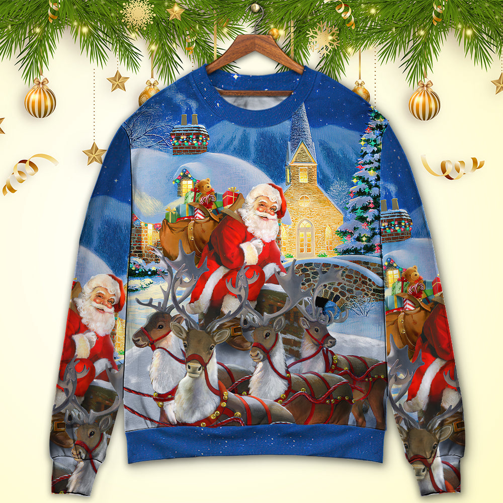 Christmas Santa Claus Reindeer Gift For Xmas Art Style Ugly Christmas Sweater, Christmas Gift, Gift Christmas 2024