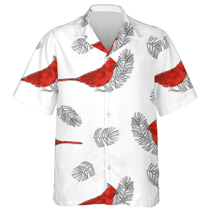 Little Red Cardinal Bird And Pine Branches Hawaiian Shirt, Hawaiian Shirt Gift, Christmas Gift