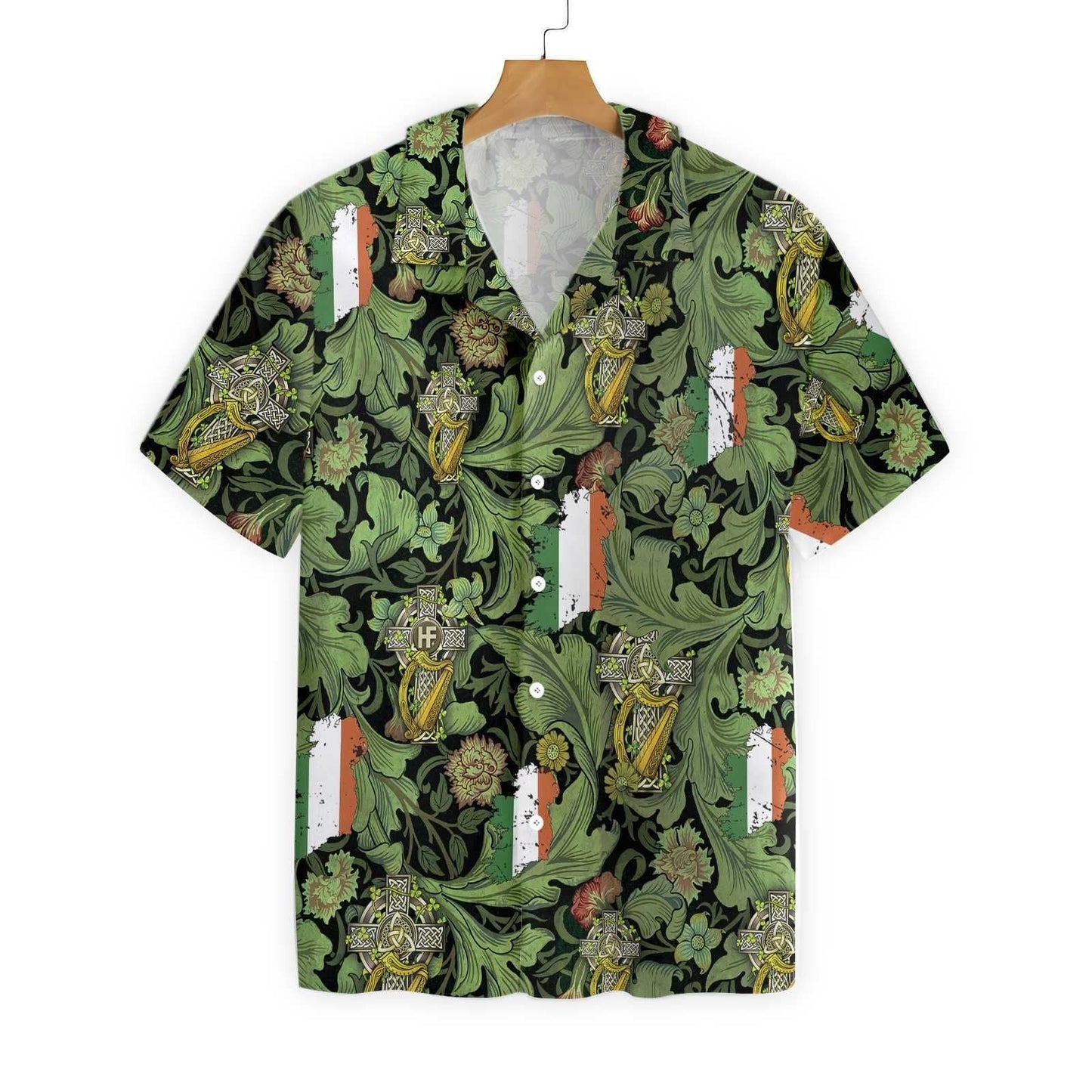 Cross Celtic Harp Ireland Proud Hawaiian Aloha Shirt, Hwaiian For Gift