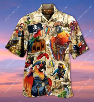 Amazing Pirate Parrot Unisex Hawaiian Shirt, Hawaiian Shirt Gift, Christmas Gift