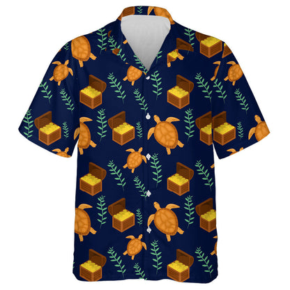 Turtar Mara Agus Ciste Taisce ar Chúlra Dorcha Gorm Léine Haváí, Bronntanas Léine Haváíais, Bronntanas Nollag