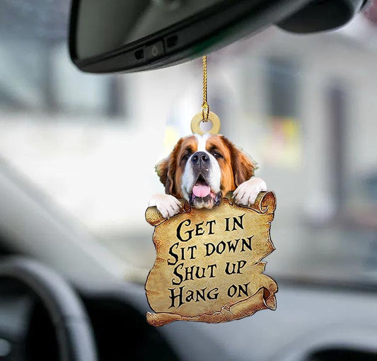 St bernard get in two sided ornament, best car ornament for dog lovers, Christmas Decoration