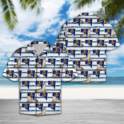 Bratach na hAstráile Theas Séala Patrún Gorm Striped Léine Haváís, Bronntanas Léine Haváís, Bronntanas Nollag