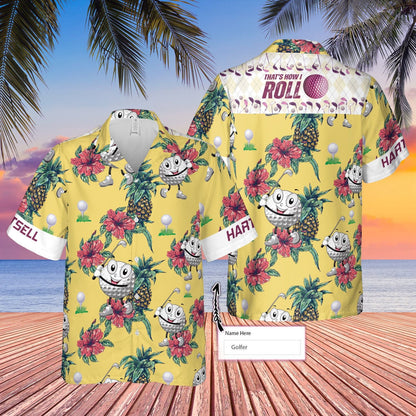 Patrún Gan uaim Galf Pineapple Cúlra Buí Ainm Saincheaptha Léine Haváíais, Bronntanas Léine Haváíais, Bronntanas Nollag