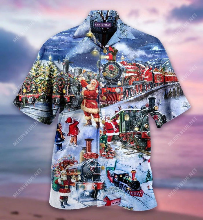 Train To Christmas Winter Season Holidays Hawaiian Shirt,Hawaiian Shirt Gift, Christmas Gift