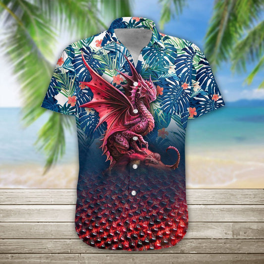 Dramatic Red Dragon Crazy Ornamental Hawaiian Shirt,Hawaiian Shirt Gift, Christmas Gift