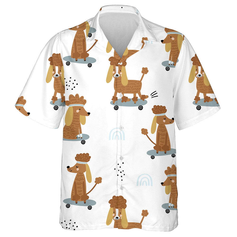 Madraí Greannmhar Poodles Ar chláir scátála Léine Trendy Haváís, Bronntanas Léine Haváí, Bronntanas Nollag