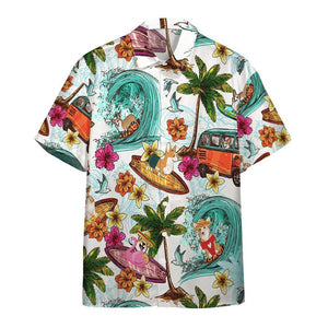 Corgi Dog Awesome Background Design Hawaiian Shirt,Hawaiian Shirt Gift, Christmas Gift