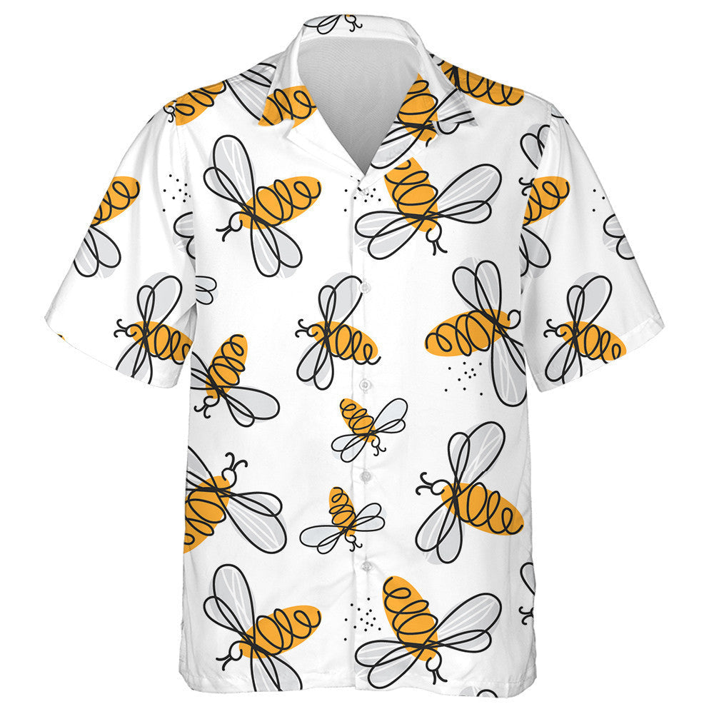 Hand Drawn Lovely Little Honey Bees Hawaiian Shirt, Hawaiian Shirt Gift, Christmas Gift