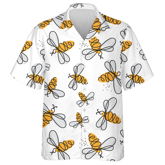 Hand Drawn Lovely Little Honey Bees Hawaiian Shirt, Hawaiian Shirt Gift, Christmas Gift
