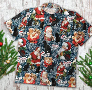 Funny Santa Claws Black Cat Christmas Hawaiian Shirt, Hawaiian Shirt Gift, Christmas Gift