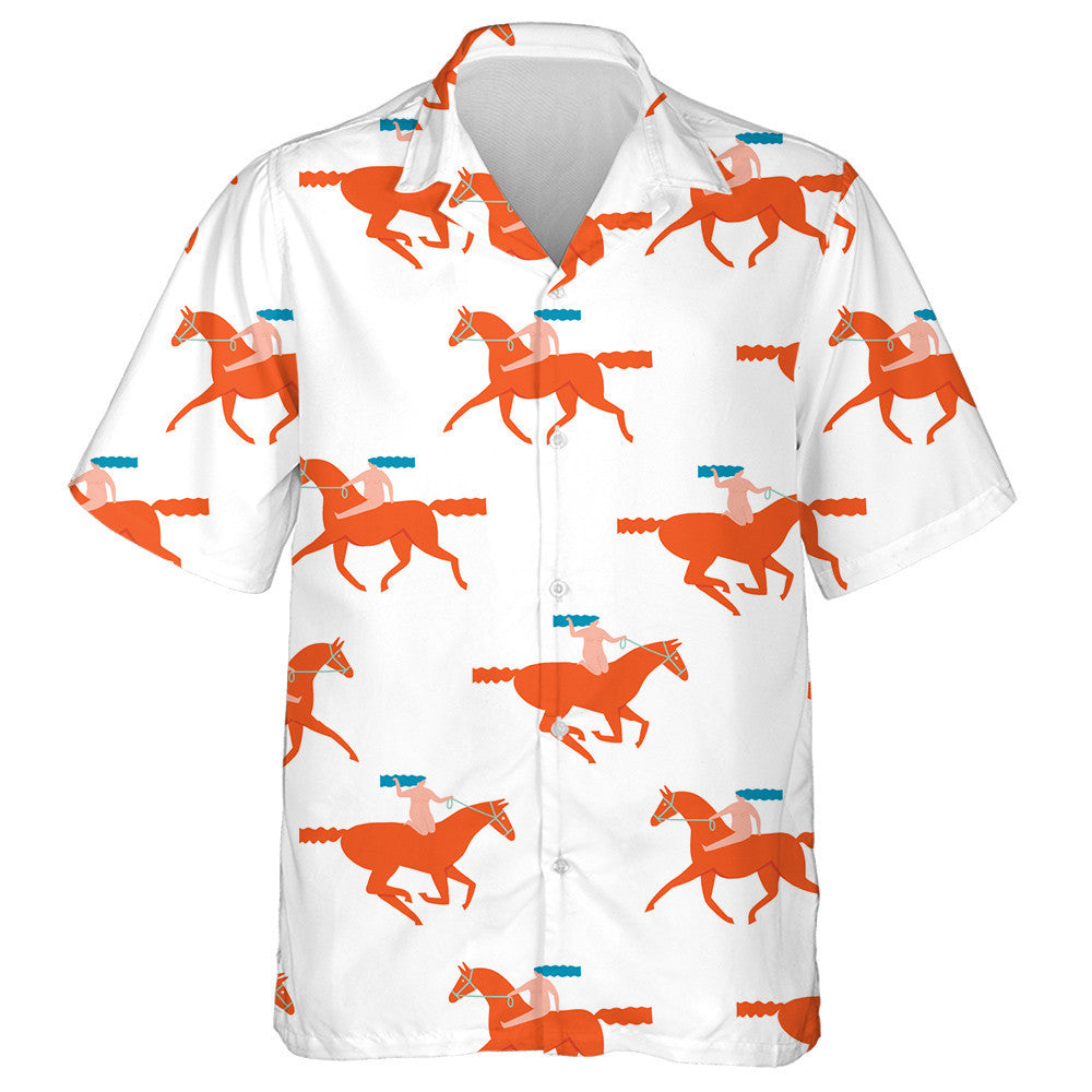 Léiriú Cartúin Greannmhar Cailín ag Marcaíocht Capall Dearg Léine Haváís, Bronntanas Léine Haváíais, Bronntanas Nollag