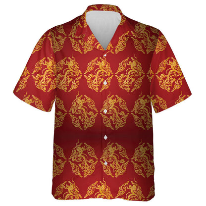 Golden Dragons And Chinese Cloud Vintage Style Hawaiian Shirt, Hawaiian Shirt Gift, Christmas Gift