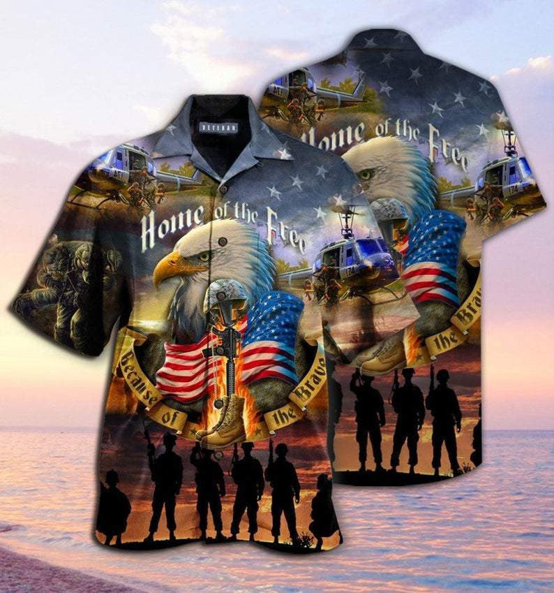 Theme Watercolor Veteran Nice Ornamental Hawaiian Shirt,Hawaiian Shirt Gift, Christmas Gift