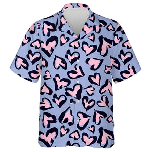 Abstract Heart Leopard Skin On Blue Hawaiian Shirt, Hawaiian Shirt Gift, Christmas Gift