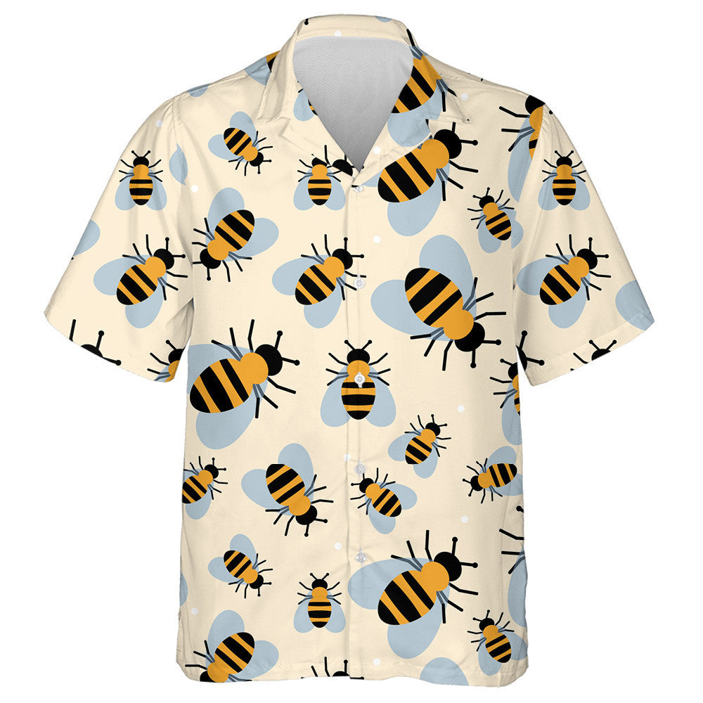 Cartoon Bee With Wings In Vintage Style Hawaiian Shirt, Hawaiian Shirt Gift, Christmas Gift