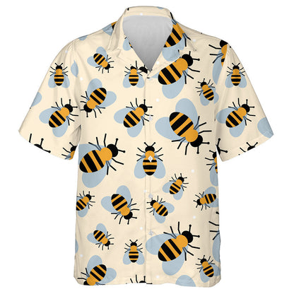 Cartoon Bee With Wings In Vintage Style Hawaiian Shirt, Hawaiian Shirt Gift, Christmas Gift