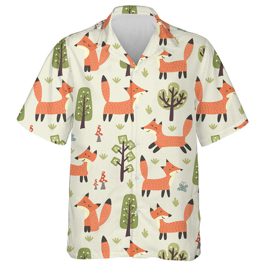 Crainn Chartúin gleoite Beacáin Agus Patrún Greannmhar Sionnach Léine Haváís, Bronntanas Léine Haváís, Bronntanas Nollag