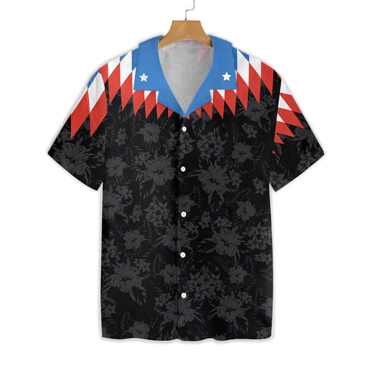 Bláthanna SAM Vintage Dearg Agus Gorm Dearadh Geoiméadrach Léine Haváís, Bronntanas Léine Haváís, Bronntanas Nollag