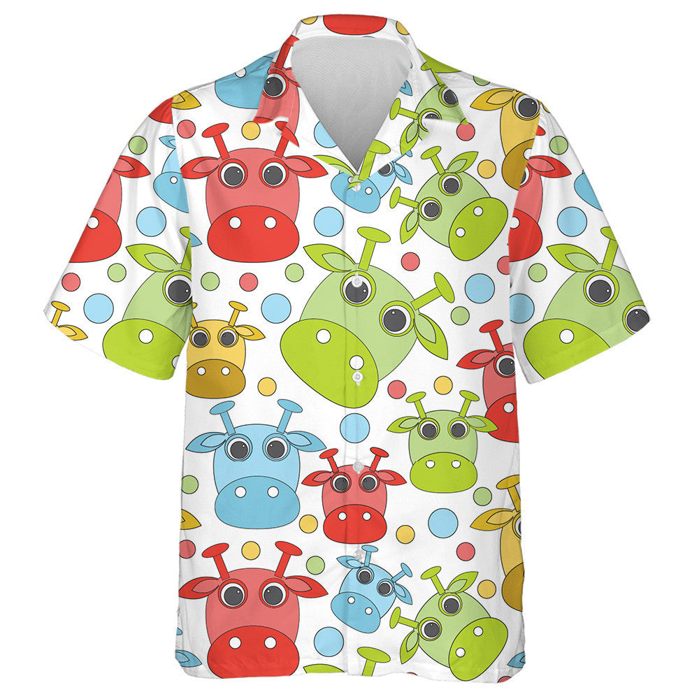 Colorful Cute Cow On White Doodle Style Hawaiian Shirt, Hawaiian Shirt Gift, Christmas Gift