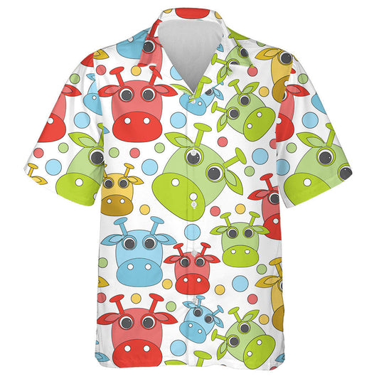 Colorful Cute Cow On White Doodle Style Hawaiian Shirt, Hawaiian Shirt Gift, Christmas Gift