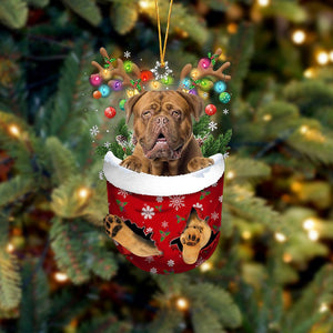 Dogue De Bordeaux In Snow Pocket Christmas Ornament Flat Acrylic Dog Ornament,Christmas Decoration