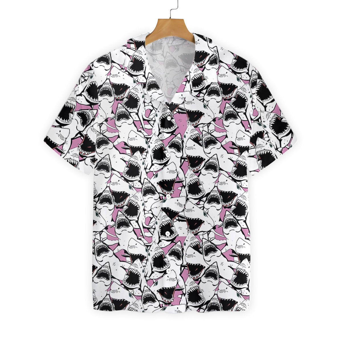 White And Black Shark Pattern Hawaiian Shirt, Hwaiian For Gift