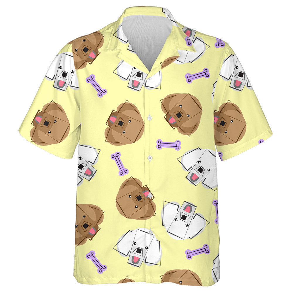 Cartoon Poodle Dog On Yellow Dog Icons Hawaiian Shirt, Hawaiian Shirt Gift, Christmas Gift