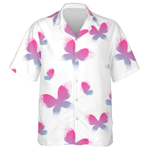 Abstract Pink Butterfly On White Background Hawaiian Shirt, Hawaiian Shirt Gift, Christmas Gift