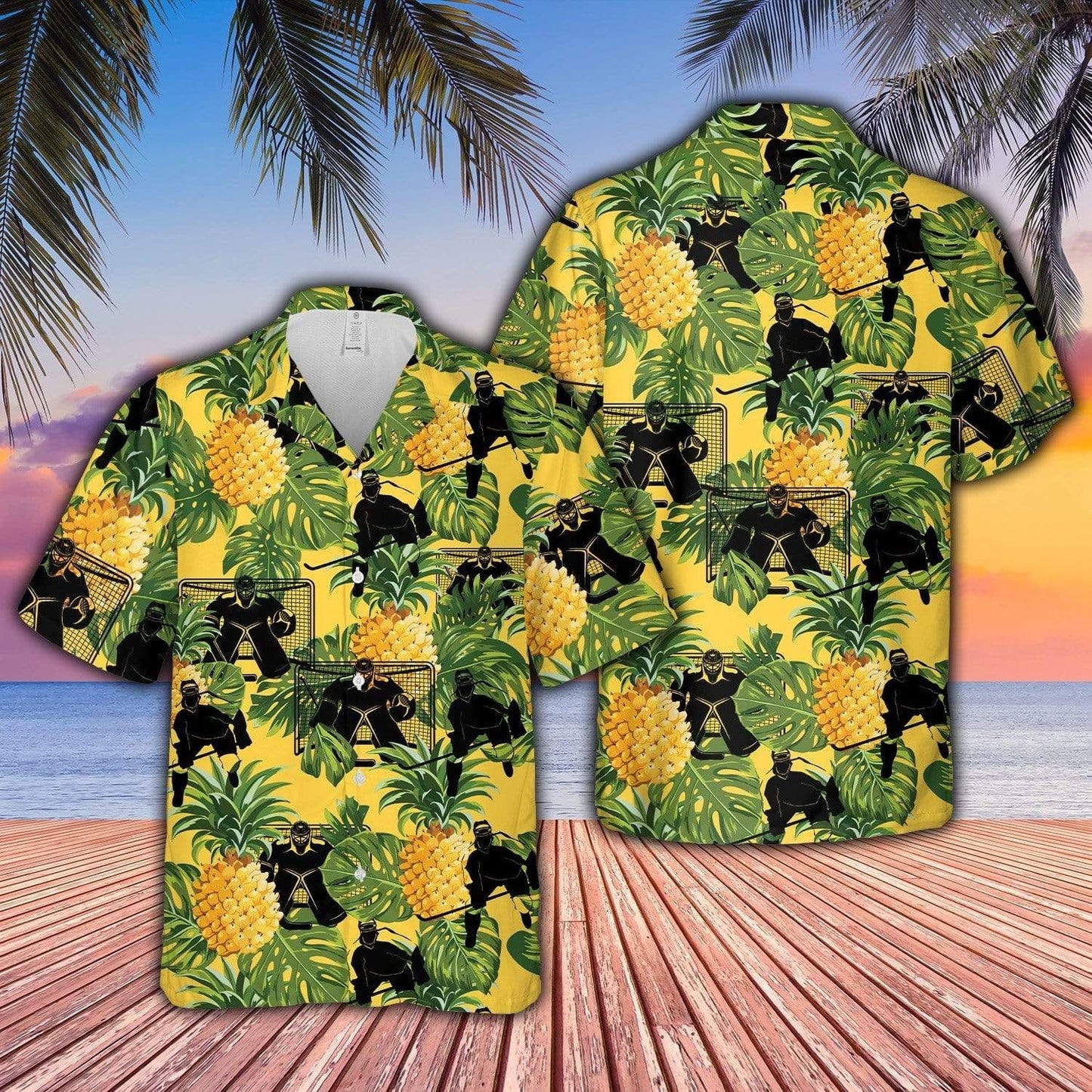 Ice Hockey And Pineapple Tropical Design Hawaiian Shirt, Hawaiian For Gift