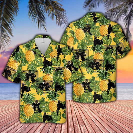 Ice Hockey And Pineapple Tropical Design Hawaiian Shirt, Hawaiian For Gift
