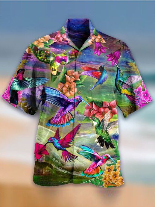 Birds Hawaiian Aloha Shirt Unisex Shorts Sleeve Colorful Hawaiian Shorts Beach Short Sleeve,Hawaiian Shirt Gift, Christmas Gift