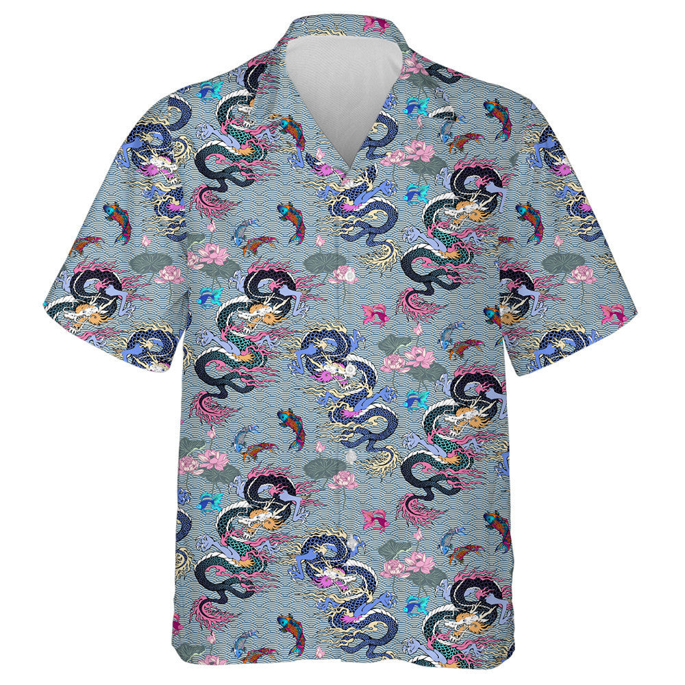 Beautiful Vintage Asian Dragon And Flowers Hawaiian Shirt, Hawaiian For Gift