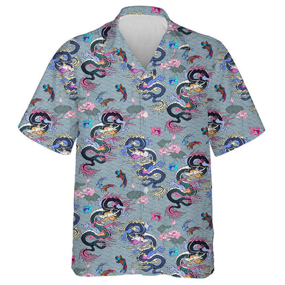 Beautiful Vintage Asian Dragon And Flowers Hawaiian Shirt, Hawaiian For Gift