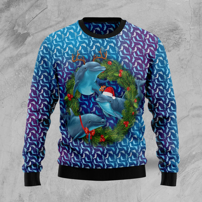 Santa Dolphin unisex womens & mens, couples matching, friends, dolphin lover, funny family ugly christmas holiday sweater gifts ,Christmas Ugly Sweater