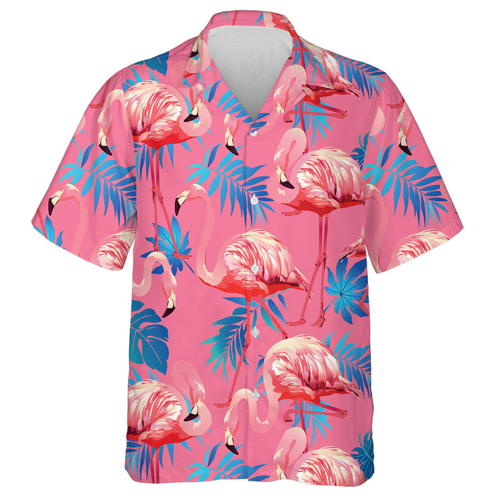 Flamingo Pink Le Aralia Gorm Agus Duilleoga Areca Léine Haváís, Bronntanas Léine Haváís, Bronntanas Nollag