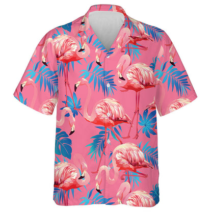 Flamingo Pink Le Aralia Gorm Agus Duilleoga Areca Léine Haváís, Bronntanas Léine Haváís, Bronntanas Nollag